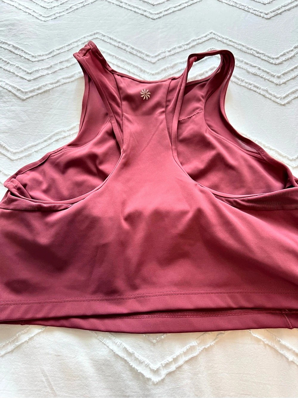 Athleta High Neck Crop Tank Top with Mesh Back Pink Color - Size Medium